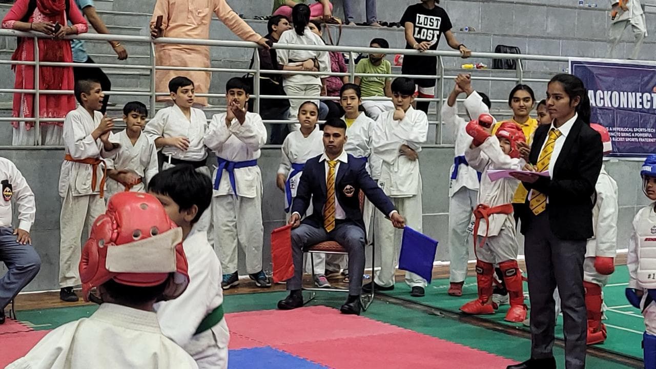 Martial arts students at a tournament