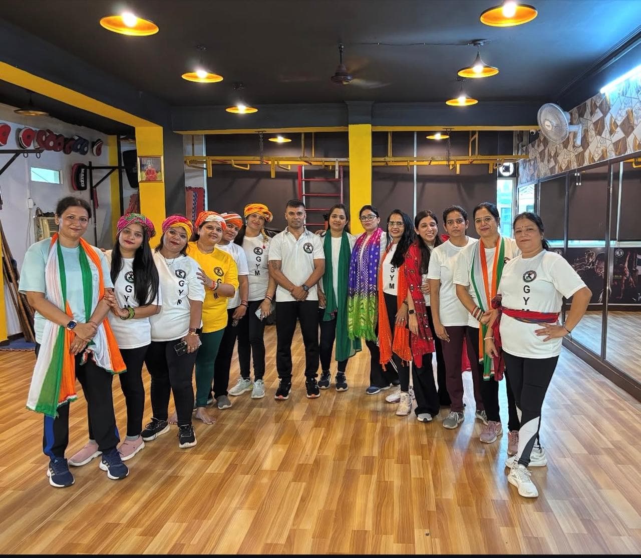 Participants gathered for a martial arts academy event